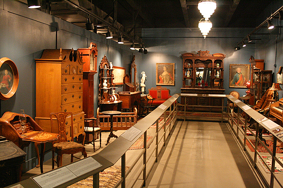 Furniture and decorative arts on display at the Prairie Museum of Art and History in Colby, Kansas.