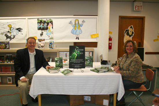 Paul Miles Schneider and Melanie Reed at the Louisburg Library event for “Silver Shoes.” October 2009.