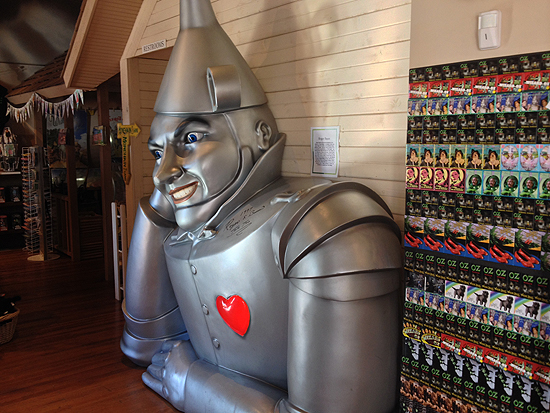 A giant Tin Man oversees the gift shop in the Oz Museum. Wamego, Kansas. 2013