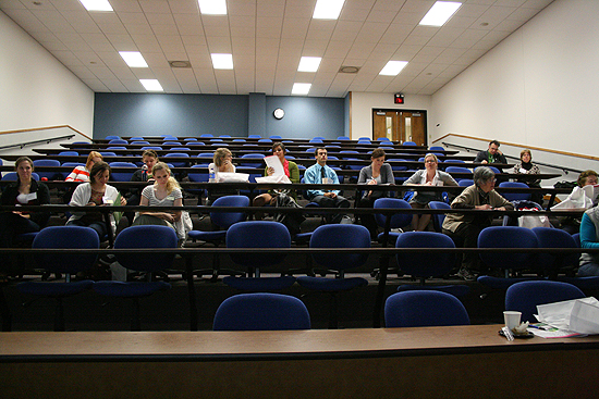 The audience of convention attendees begins to gather for our 10:00 a.m. panel discussion with authors.