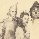 Drawing of Tinman, Dorothy, and Scarecrow.