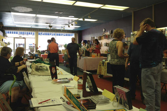 Setting up for the 2012 Author Extravaganza at the Town Crier Bookstore in Emporia, Kansas.