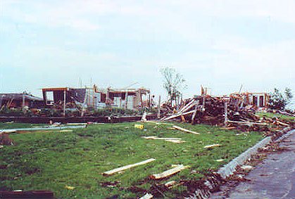 Wreckage from the Lawrence, Kansas, tornado of 1981.