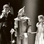 Left to right: Peter Dart as the Wizard, Paul Miles Schneider as the Tin Man, and Stacey Warner as Dorothy in Kansas Repertory Theatre’s summer musical production of The Wizard of Oz. The University of Kansas, 1982.