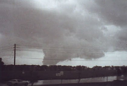 The Lawrence, Kansas, tornado of 1981. Visible from over 30 miles away, as this photo, taken from Olathe, attests.